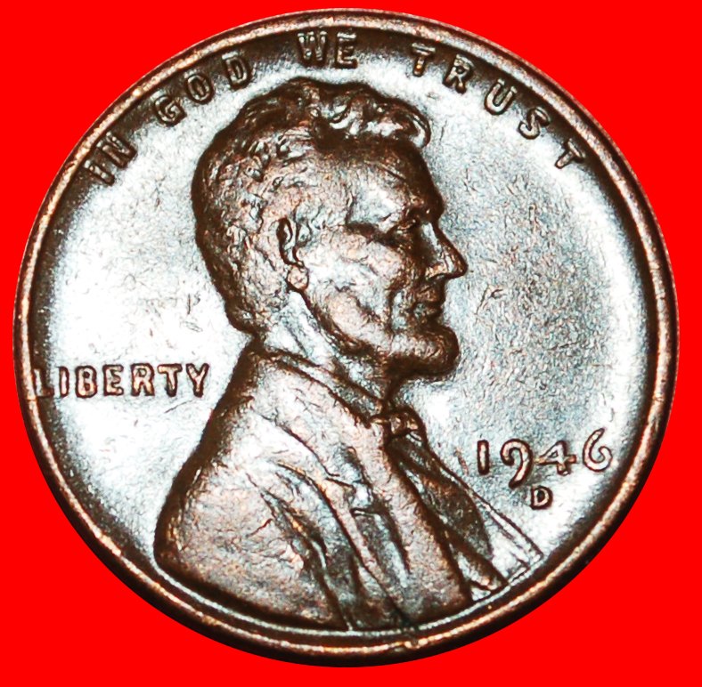  * WEIZEN PENNY (1909-1958): USA ★ 1 CENT 1946D! LINCOLN (1809-1865) OHNE VORBEHALT!   