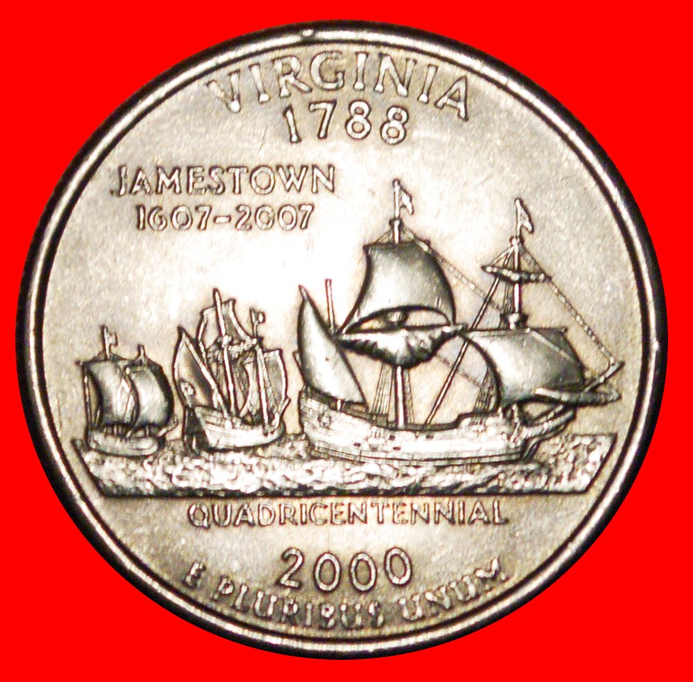  *SCHIFFE 1607-2007:USA~VEREINIGTEN STAATEN★1/4 DOLLAR 1788 2000P WASHINGTON 1789-1797 OHNE VORBEHALT   