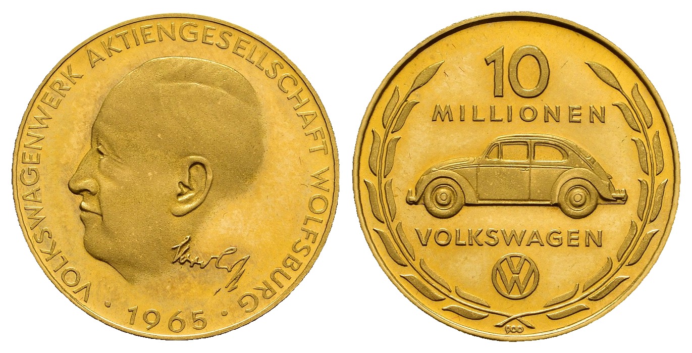 PEUS 7528 BRD 3,15 g Feingold. VW Käfer Dukat GOLD 1962 Impaired Proof / Fast polierte Platte