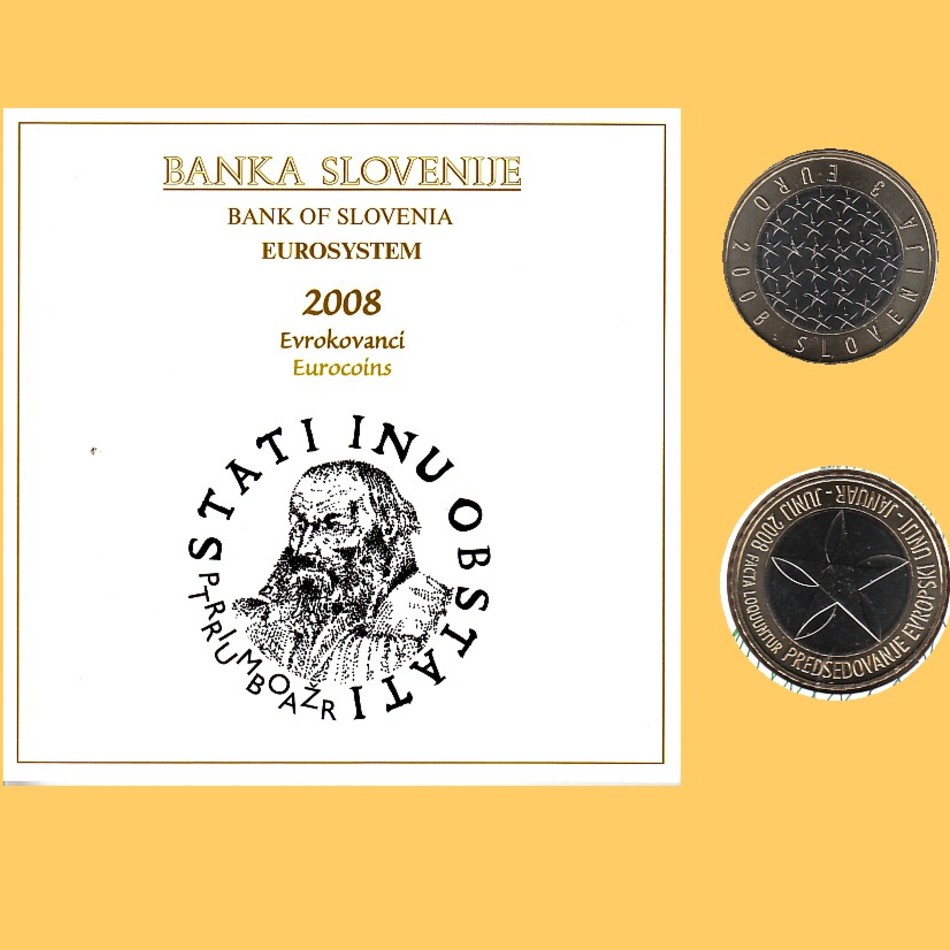  Offiz KMS Slowenien *EU-Ratspräsidentschaft von Slowenien* 2008 mit 3€-Münze   