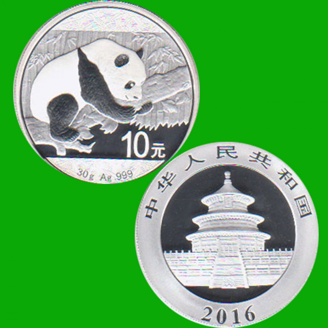  China 10 Yuan Silbermünze *Panda* 2016 30g Silber   