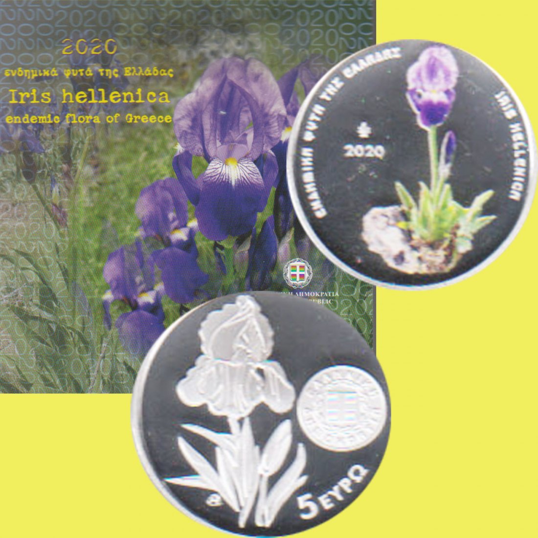  Offiz 5€ Farb-Silbermünze Griechenl. *Flora - Iris* 2020 *PP* nur 5.000St   