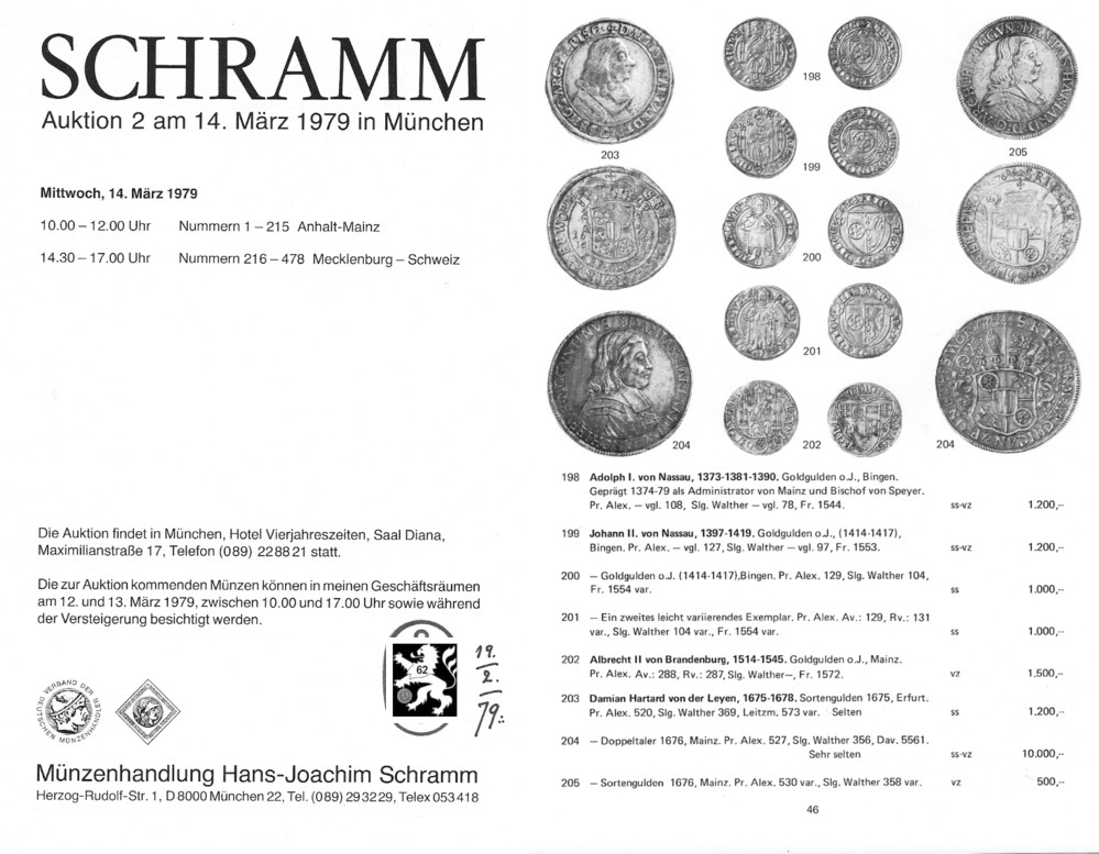  Schramm (München) Auktion 2 (1979) Deutsche Münzen & Medaillen / Habsburgische Lande   