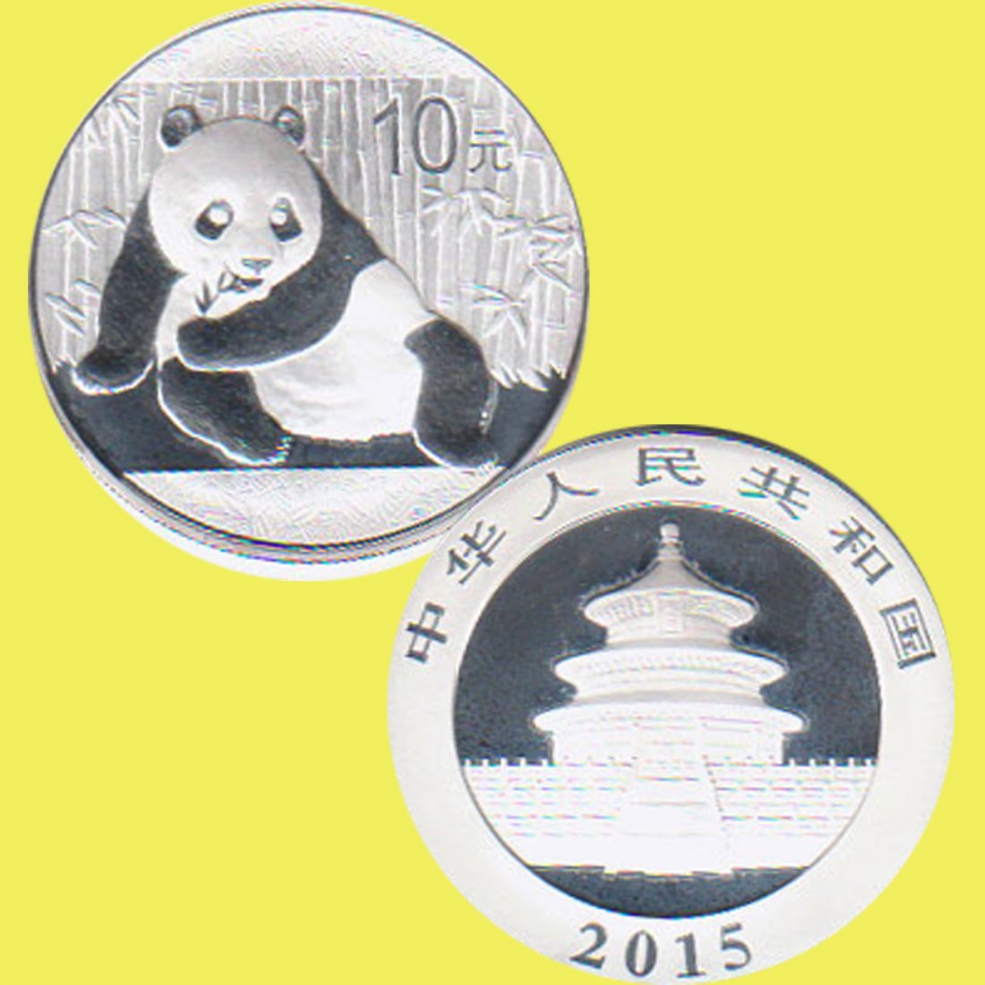  China 10 Yuan Silbermünze *Panda* 2015 1oz Silber   