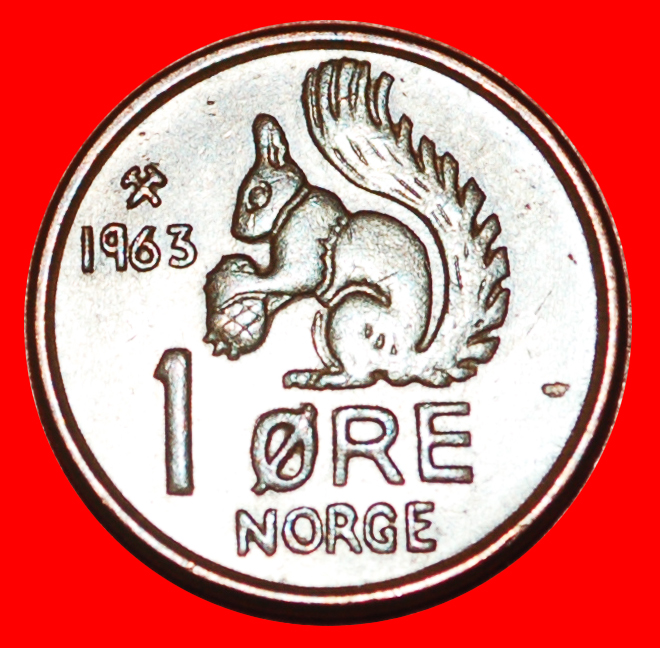  * SQUIRREL (1958-1972): NORWAY ★ 1 ORE 1963! OLAV V (1957-1991)  LOW START ★ NO RESERVE!   