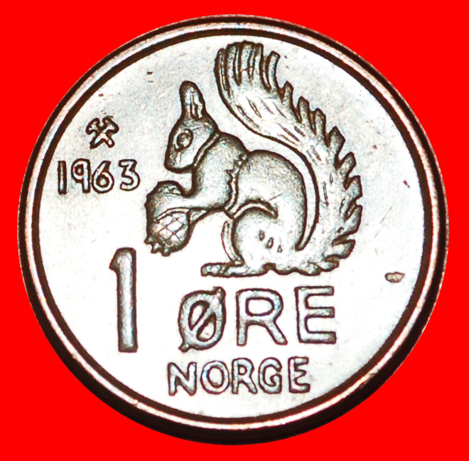 * EICHHÖRNCHEN (1958-1972): NORWEGEN ★ 1 OERE 1963! OLAV V. (1957-1991) OHNE VORBEHALT!