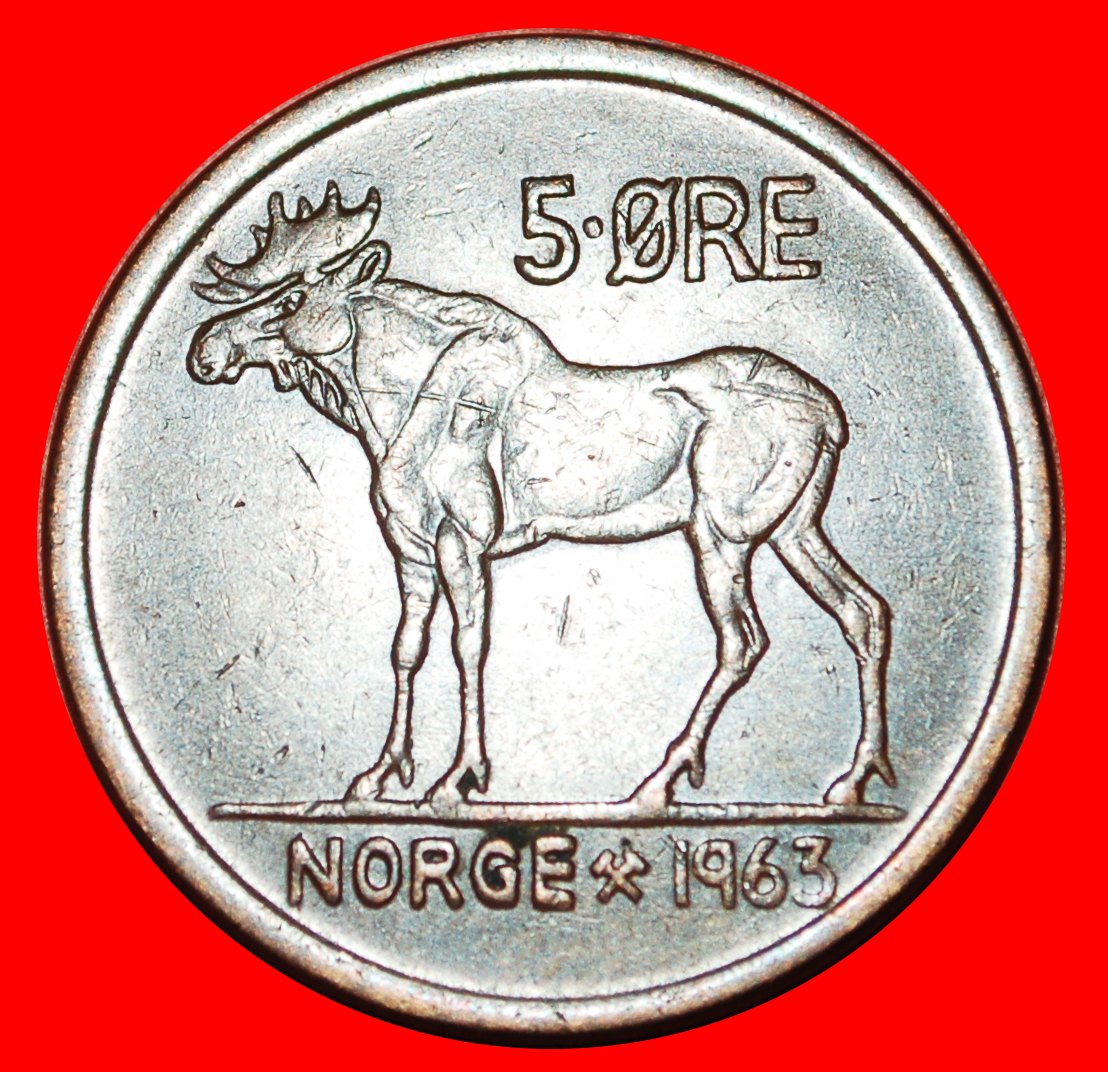  * ELK (1958-1973): NORWAY ★ 5 ORE 1963! OLAV V (1957-1991)  LOW START ★ NO RESERVE!   