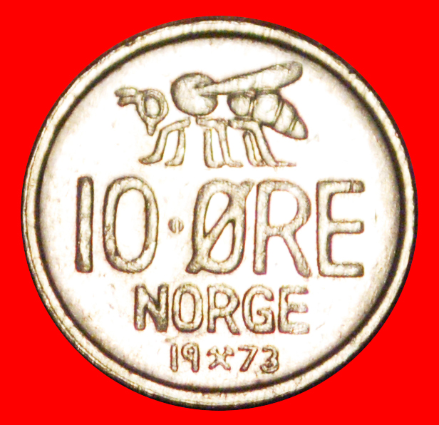  * HONEYBEE (1959-1973):NORWAY★10 ORE 1973 MINT LUSTRE★OLAV V (1957-1991) LOW START ★ NO RESERVE!   