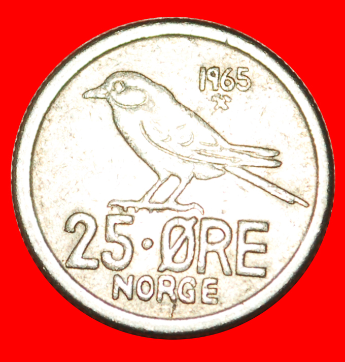  * BIRD (1958-1973): NORWAY ★ 25 ORE 1965!★OLAV V (1957-1991) LOW START ★ NO RESERVE!   