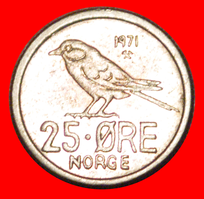  * BIRD (1958-1973): NORWAY ★ 25 ORE 1971!★OLAV V (1957-1991) LOW START ★ NO RESERVE!   