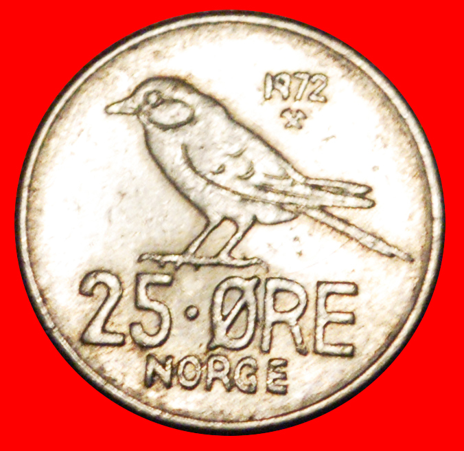  * BIRD (1958-1973): NORWAY ★ 25 ORE 1972!★OLAV V (1957-1991) LOW START ★ NO RESERVE!   