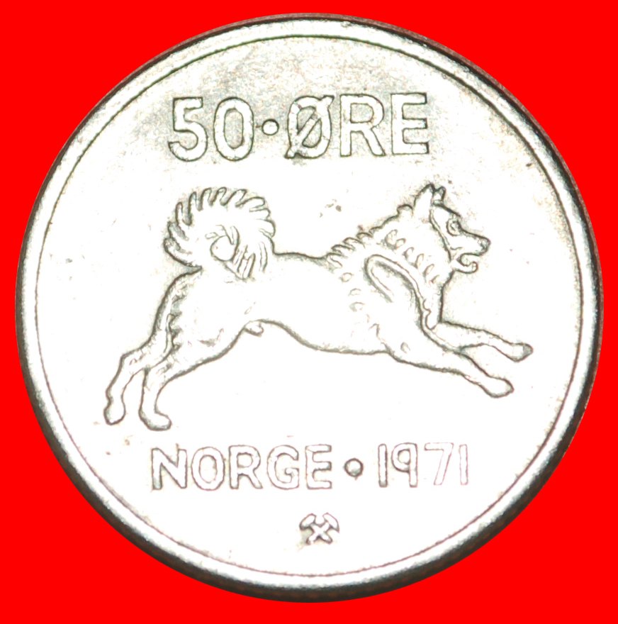  * DOG (1958-1973): NORWAY ★ 50 ORE 1971 MINT LUSTRE★OLAV V (1957-1991) LOW START ★ NO RESERVE!   