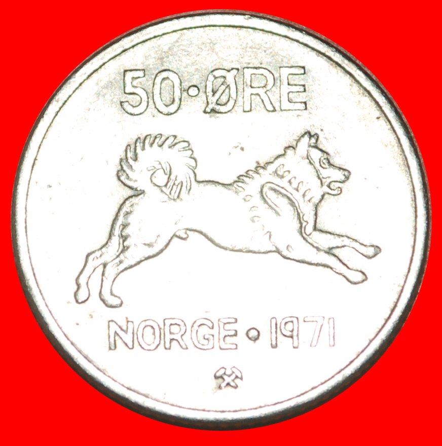  * HUND (1958-1973): NORWEGEN ★ 50 OERE 1971 VZGL STEMPELGLANZ! OLAV V. (1957-1991) OHNE VORBEHALT!   