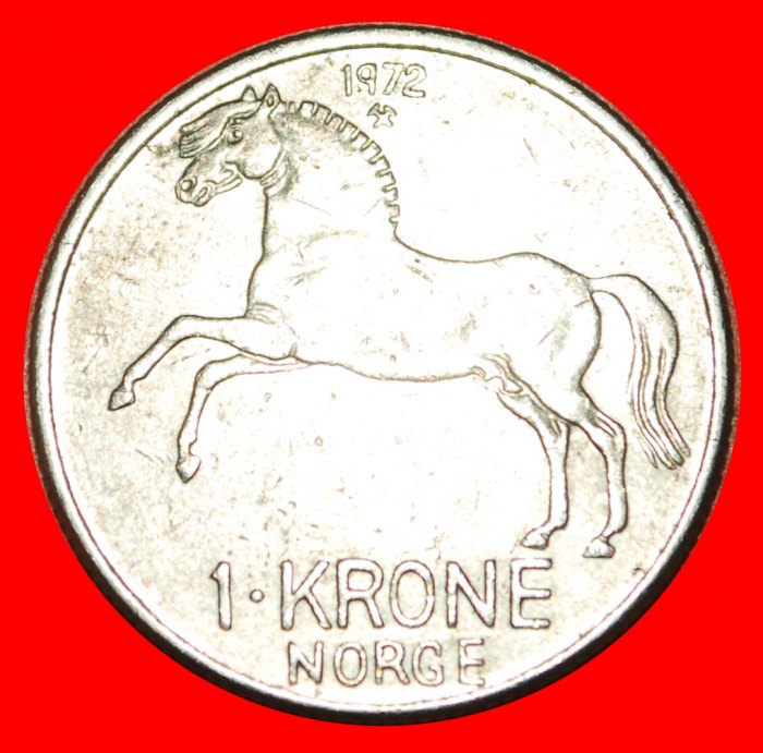  * HORSE (1958-1973): NORWAY ★ 1 CROWN 1972! OLAV V (1957-1991) LOW START ★ NO RESERVE!   