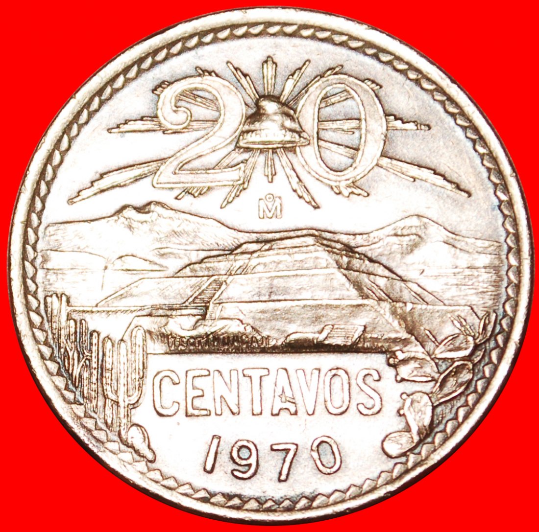  * PYRAMID OF THE SUN (1943-1974): MEXICO ★ 20 CENTAVOS 1970! LOW START ★ NO RESERVE!   