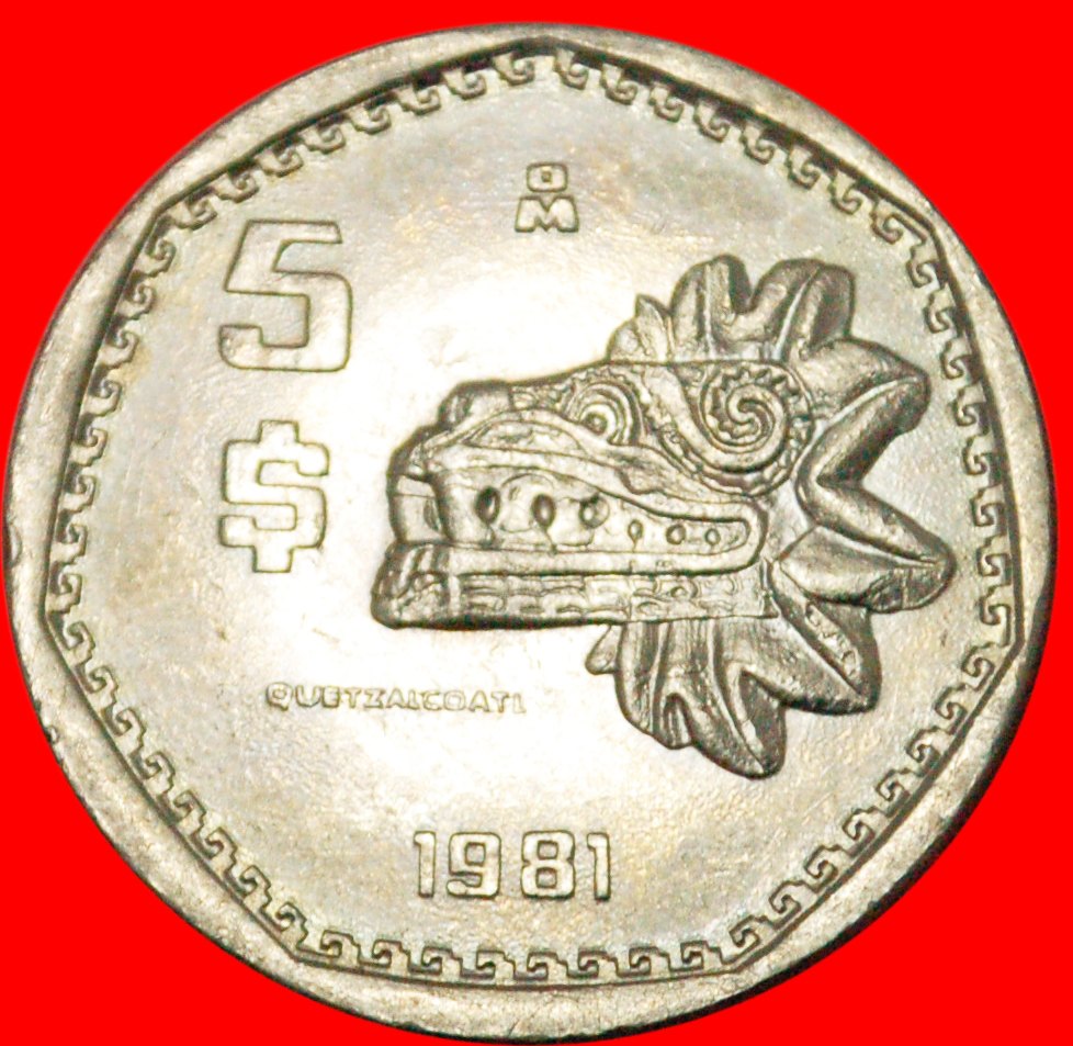  * QUETZALCOATL: MEXICO ★ 5 PESO 1981! UNC! LOW START ★ NO RESERVE!   