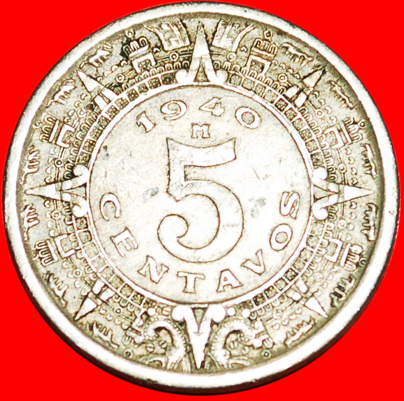  * SUN STONE (1936-1942): MEXICO ★ 5 CENTAVOS 1940! LOW START ★ NO RESERVE!   