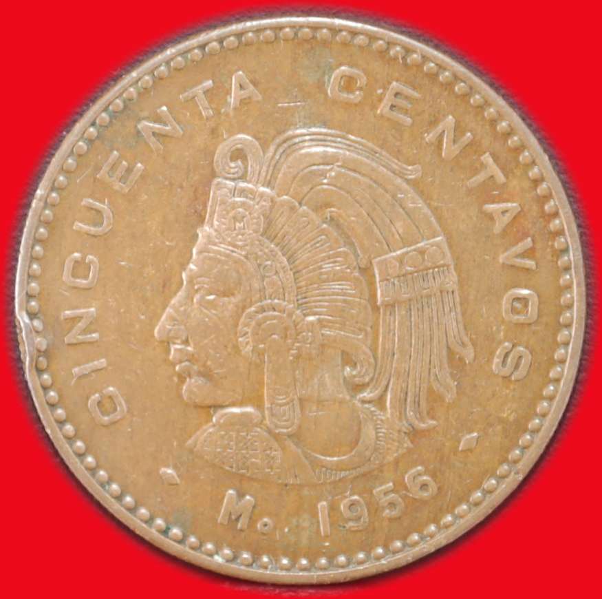  * INDISCHER KOPF (1955-1959)* MEXIKO ★ 50 CENTAVOS 1956! UNGEWÖHNLICH!★OHNE VORBEHALT!   