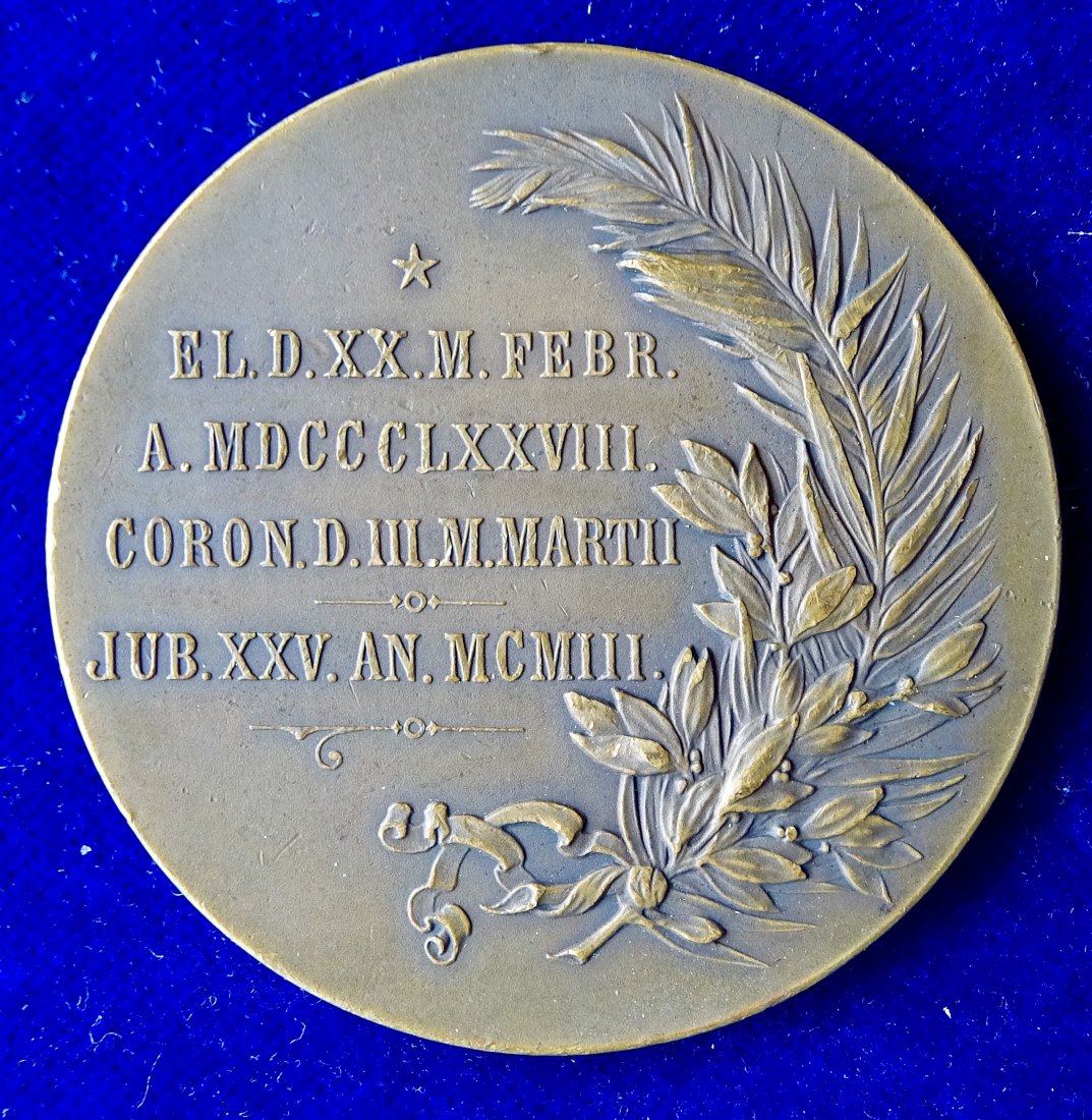  Papst Leo XIII 25. Jubiläum 1903 Jugendstil Medaille von Wilhelm Mayer, Stuttgart   