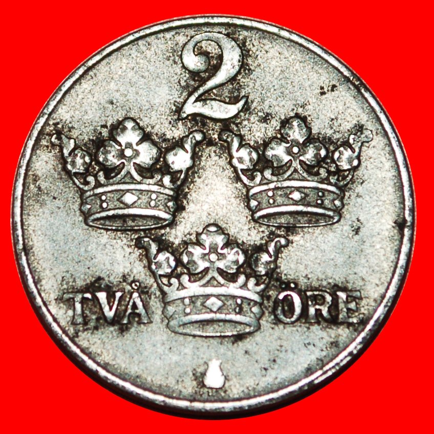  * 3 CROWNS (1917-1950): SWEDEN ★ 2 ORE 1946 IRON! GUSTAV V (1907-1950) LOW START ★ NO RESERVE!   