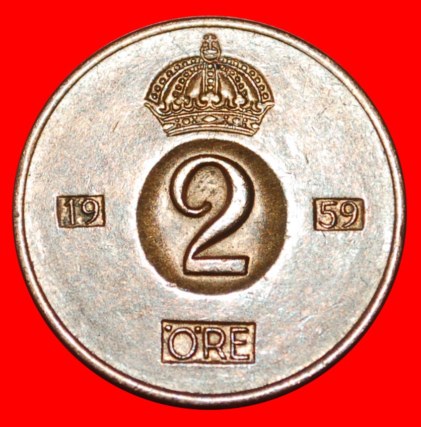  * GEWÜRZTE KRONE (1952-1971): SCHWEDEN ★ 2 OERE 1959TS! OHNE VORBEHALT!   