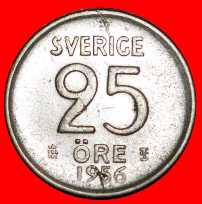  * SILVER (1952-1961): SWEDEN ★ 25 ORE 1956TS! GUSTAV VI ADOLF (1950-1973) LOW START ★ NO RESERVE!   