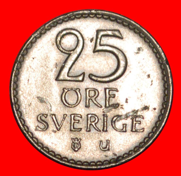  * GUSTAV VI ADOLF (1950-1973): SWEDEN ★25 ORE 1969U MINT LUSTRE (1962-1973)! LOW START ★ NO RESERVE!   