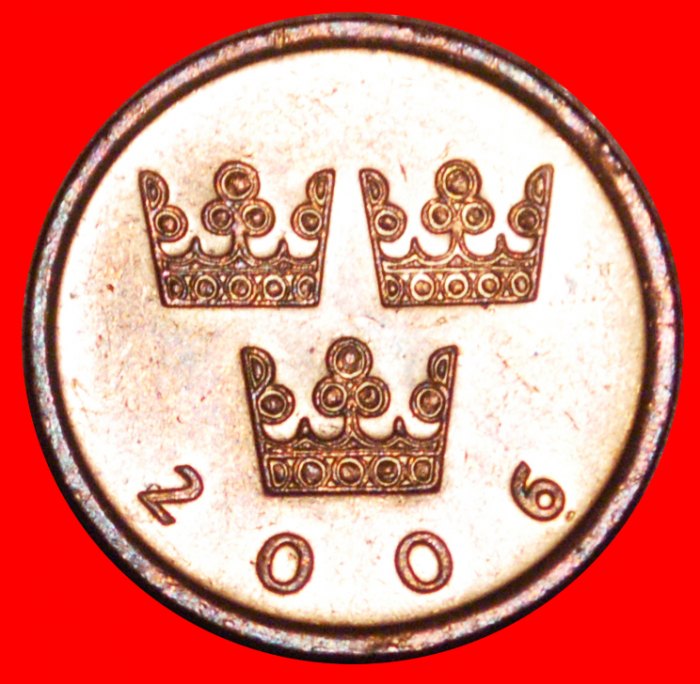  * THREE CROWN: SWEDEN ★ 50 ORE 2006 MINT LUSTRE! PLAIN EDGE ERROR!  LOW START ★ NO RESERVE!   