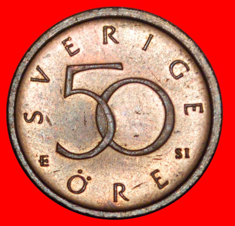  * THREE CROWN: SWEDEN ★ 50 ORE 2007 MINT LUSTRE! PLAIN EDGE ERROR! LOW START ★ NO RESERVE!   