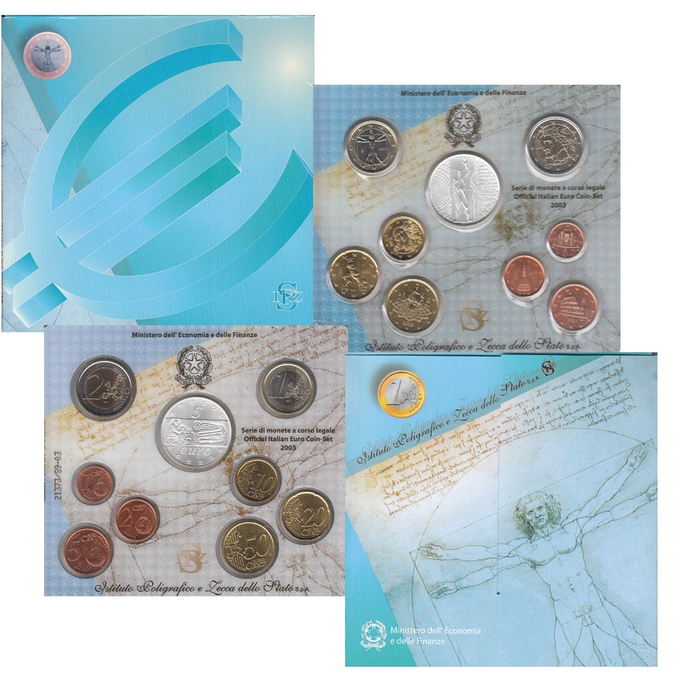  Offiz. Euro-KMS Italien 2003 mit 5 Euro-Silbermünze *Arbeit* max 30.000St!   