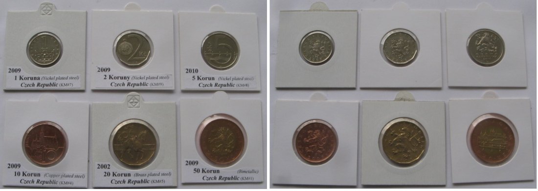  2002-2010, Czech Republic, set of 6 coins from 1 Koruna to 50 Korun   