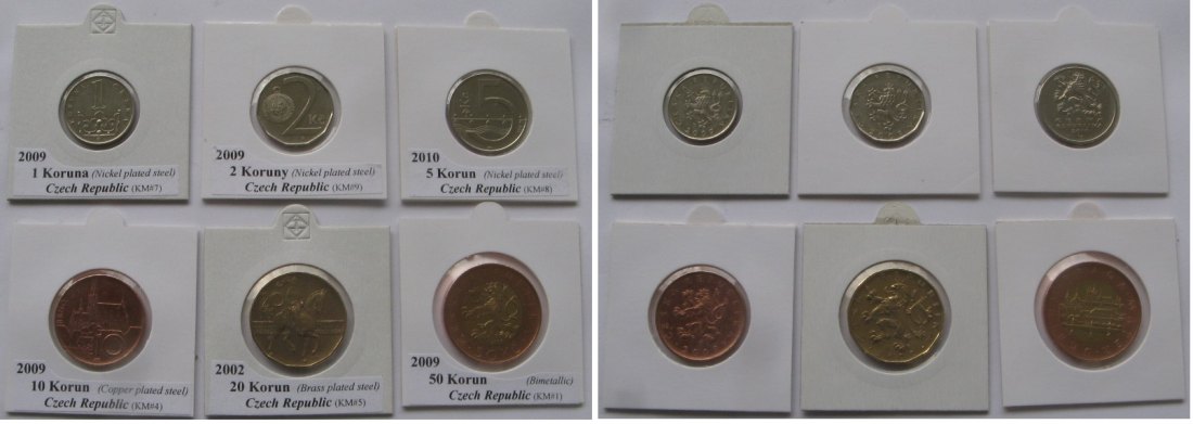  2002-2010, Czech Republic, set of 6 coins from 1 Koruna to 50 Korun   
