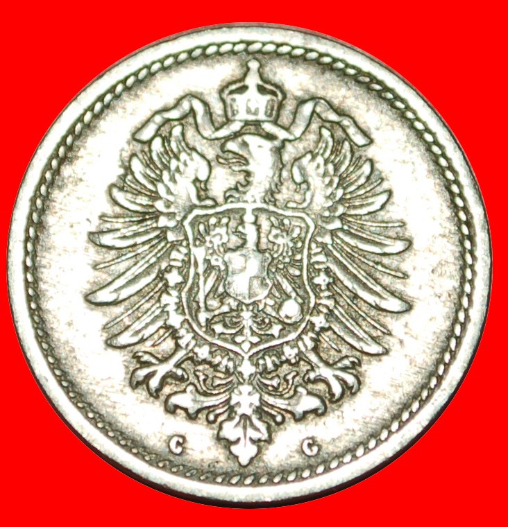  * ADLER (1874-1889): DEUTSCHLAND ★ 5 PFENNIG 1889G TIEFSTEHENDER 9! SELTEN! OHNE VORBEHALT!   