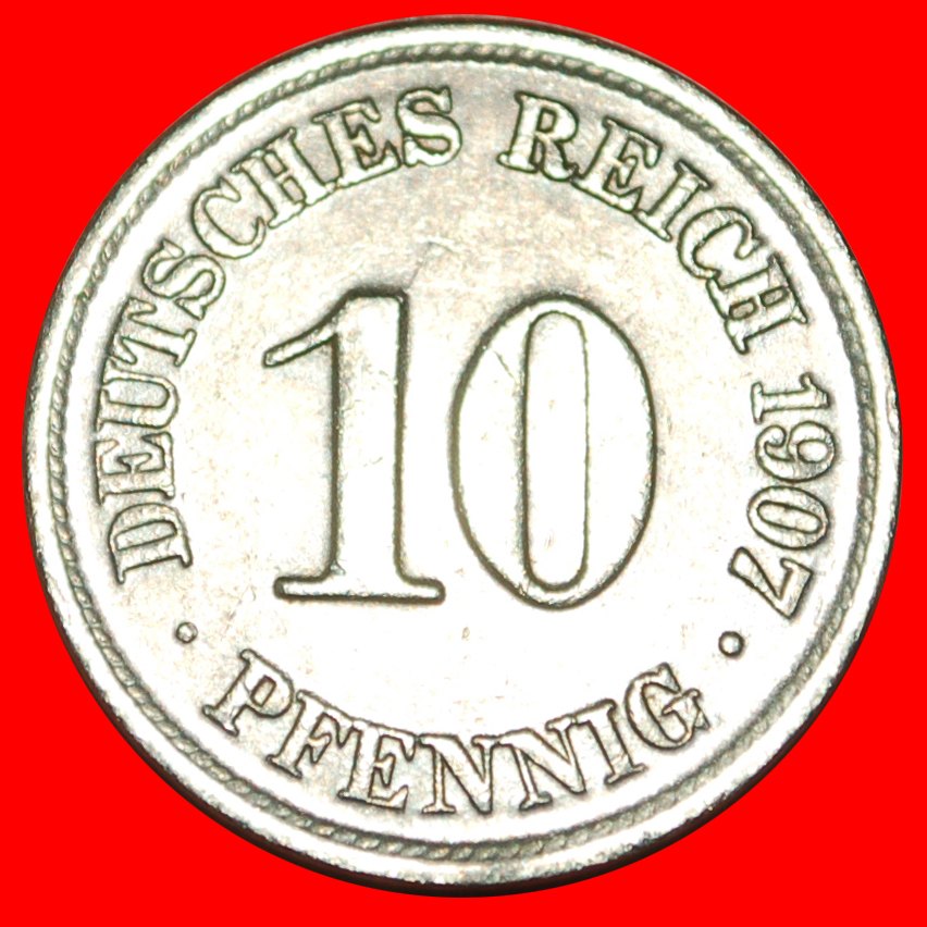 * EAGLE (1880-1916): GERMANY ★ 10 PFENNIG 1907A! WILLIAM II (1888-1918) ★LOW START ★ NO RESERVE!