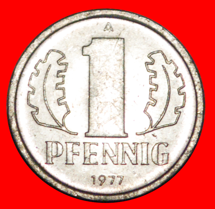  * HAMMER AND COMPASS (1960-1990): GERMANY ★ 1 PFENNIG 1977A! MINT LUSTRE! ★LOW START ★ NO RESERVE!   