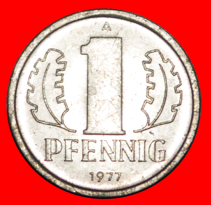  * HAMMER UND ZIRKEL (1960-1990): DEUTSCHLAND DDR ★ 1 PFENNIG 1977A VZGL STEMPELGLANZ OHNE VORBEHALT!   