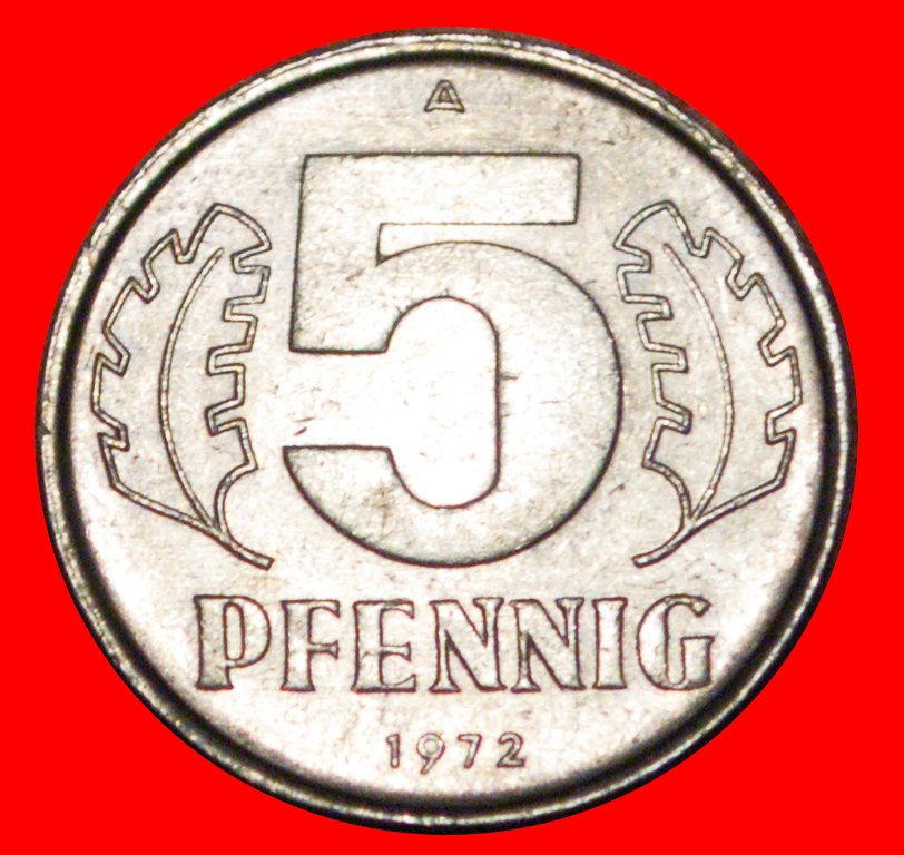  * HAMMER AND COMPASS: GERMANY ★ 5 PFENNIG 1972A! MINT LUSTRE! ★LOW START ★ NO RESERVE!   