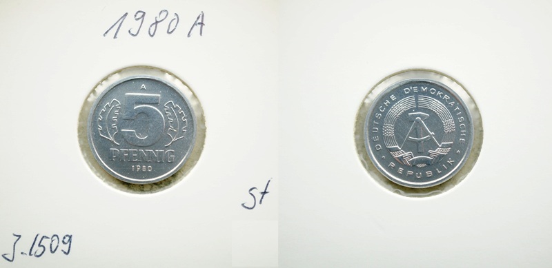  DDR 5 Pfennig 1980 A   