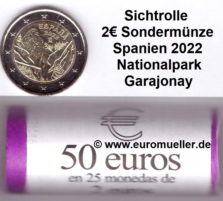 Spanien Rolle...2 Euro Gedenkmünze 2022...Nationalpark Garajonay   