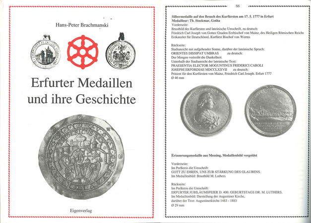  Brachmanski, Hans-Peter; Erfurter Medaillen und ihre Geschichte; 1992   