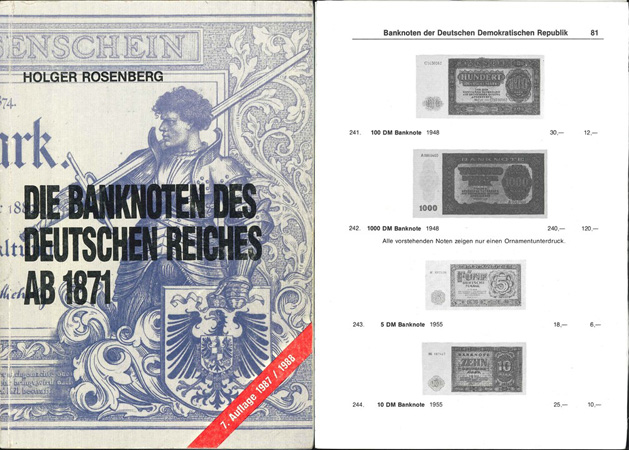  Rosenberg, Holger; Die deutschen Banknoten ab 1871; 7. Auflage 1987/1988   