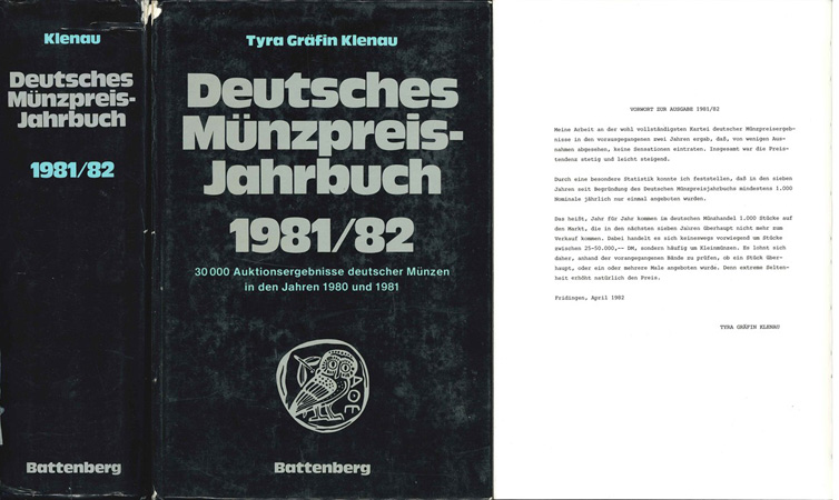  KLENAU, Tyra Gräfin; Deutsches Münzpreis-Jahrbuch 1981/82; München 1982   