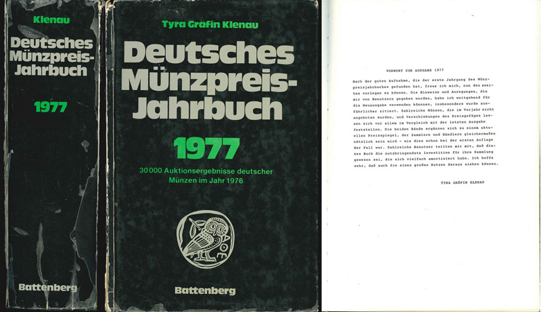  KLENAU, Tyra Gräfin; Deutsches Münzpreis-Jahrbuch 1977; München 1977   