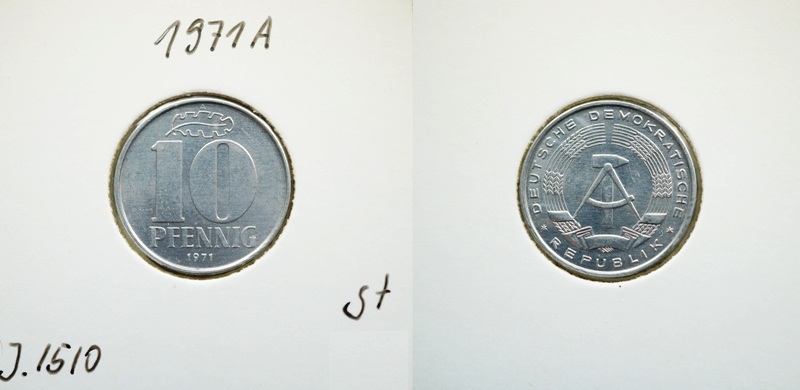 DDR 10 Pfennig 1971 A   