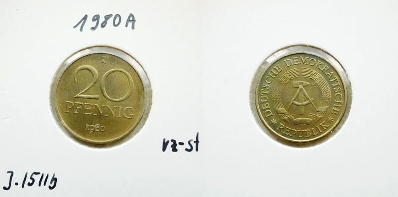  DDR 20 Pfennig 1980 A   
