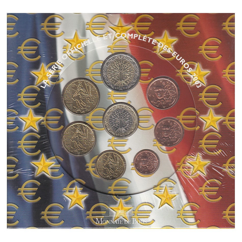  Offiz. Euo-KMS Frankreich 2003 4 Münzen nur in den offiz. Foldern   