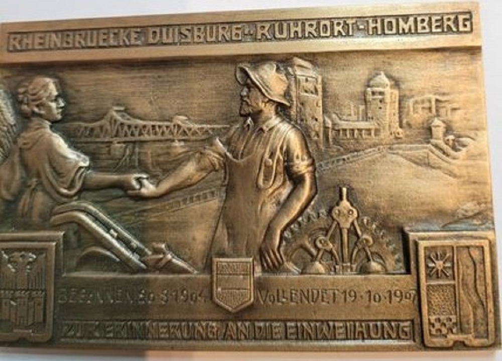  Rheinbrücke Duisburg-Homberg 1907 60,71 Gr. Golden Gate Münzenankauf Koblenz Frank Maurer j537   