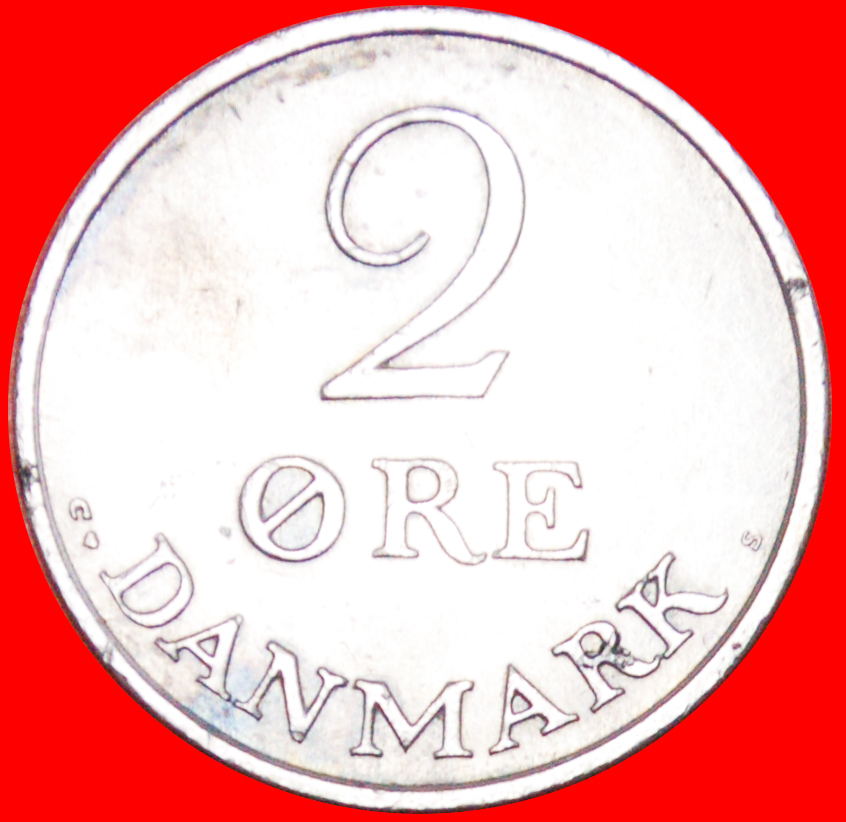 Ⰶ MONOGRAM FREDERIK IX (1899-1972): DENMARK ★2 ORE 1971! MINT LUSTRE SILVER! LOW START ★ NO RESERVE!