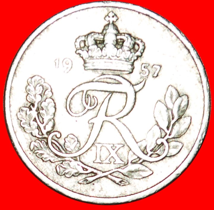  Ⰶ MONOGRAMM FREDERIK IX. (1899-1972): DÄNEMARK ★ 10 OERE 1957!  ★OHNE VORBEHALT!   