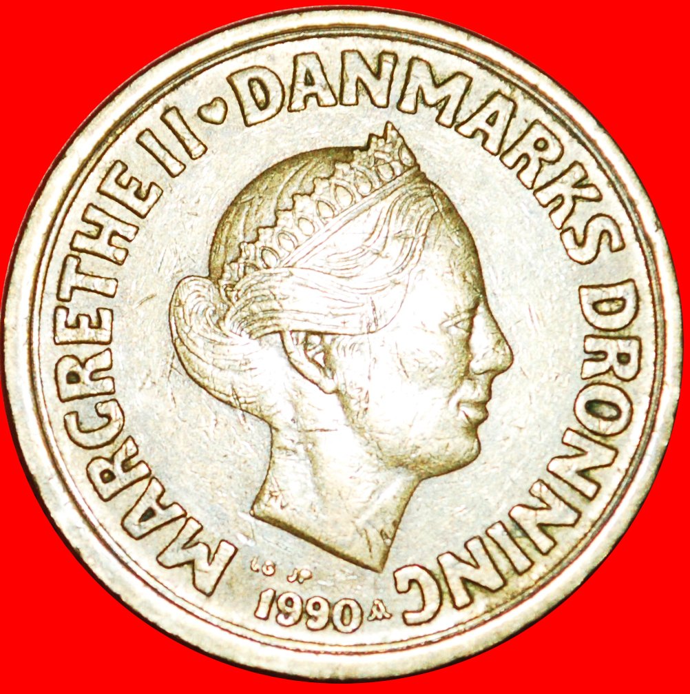 Ⰶ THE 2nd EFFIGY (1990-1993): DENMARK★20 CROWNS 1990! Margrethe II 1972-2024★LOW START ★ NO RESERVE!